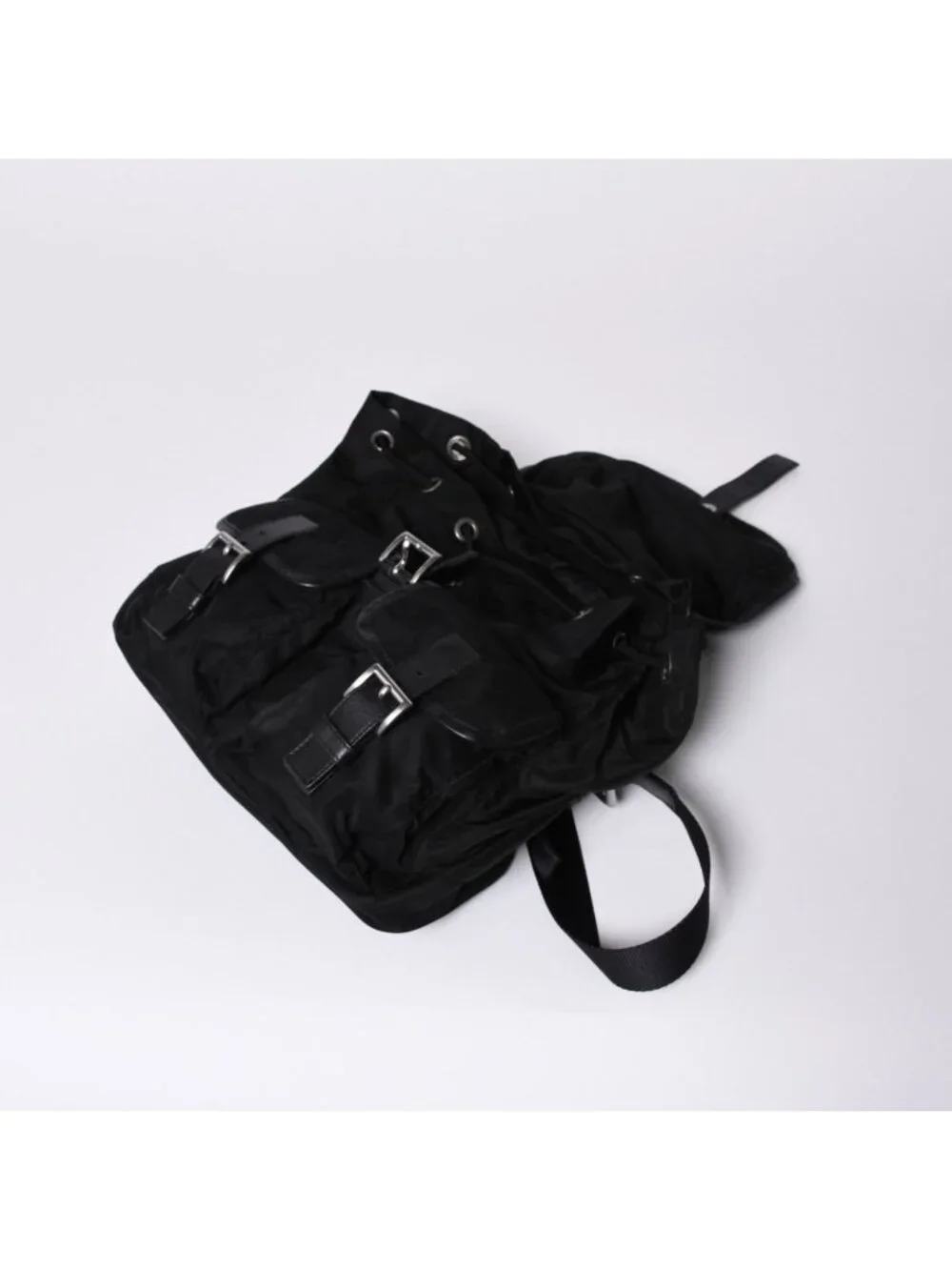 Prada Backpack Re-Nylon Black Nylon Saffiano Leather